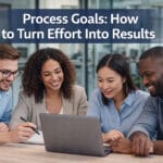 process goals illustrated by a diverse team working together using structured actions to achieve consistent results
