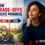 trade-offs create progress blog image showing focused decision path between distractions and progress