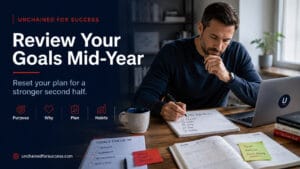 Review your goals mid-year with a focused professional resetting their plan for a stronger second half